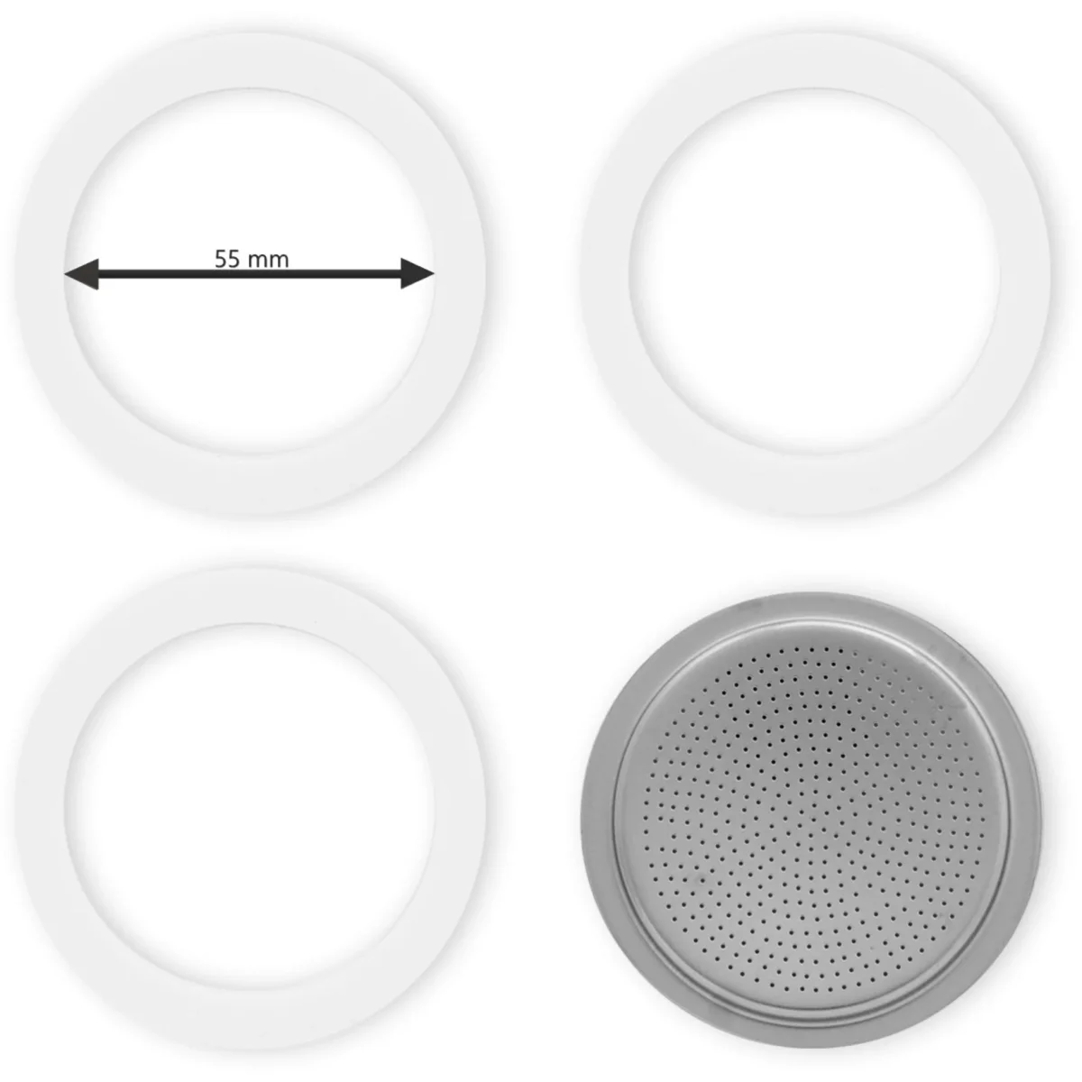 Bialetti – Filterplaatje + 3 Rubberen Ringen, 6/c - Afbeelding 3